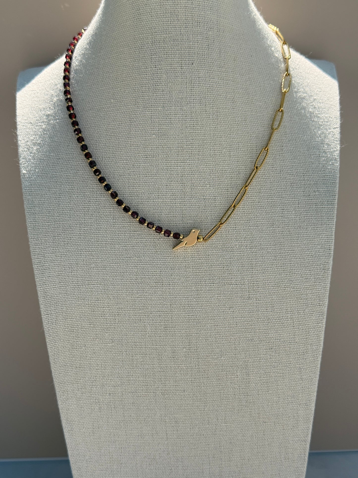 Garnet Bird Necklace
