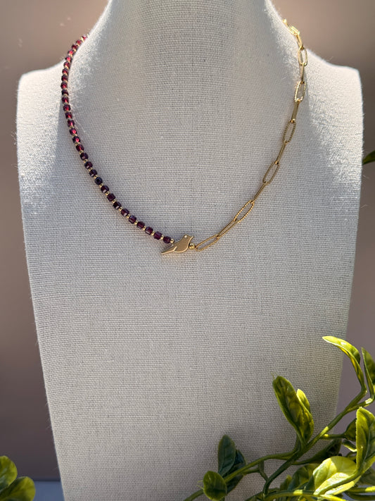 Garnet Bird Necklace