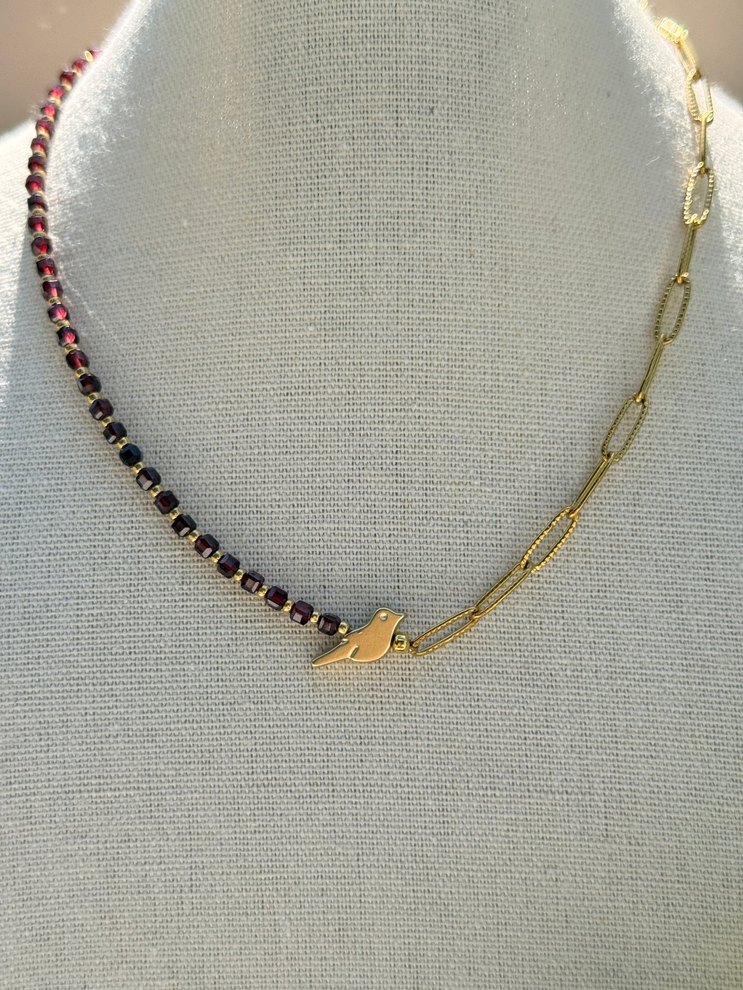 Garnet Bird Necklace