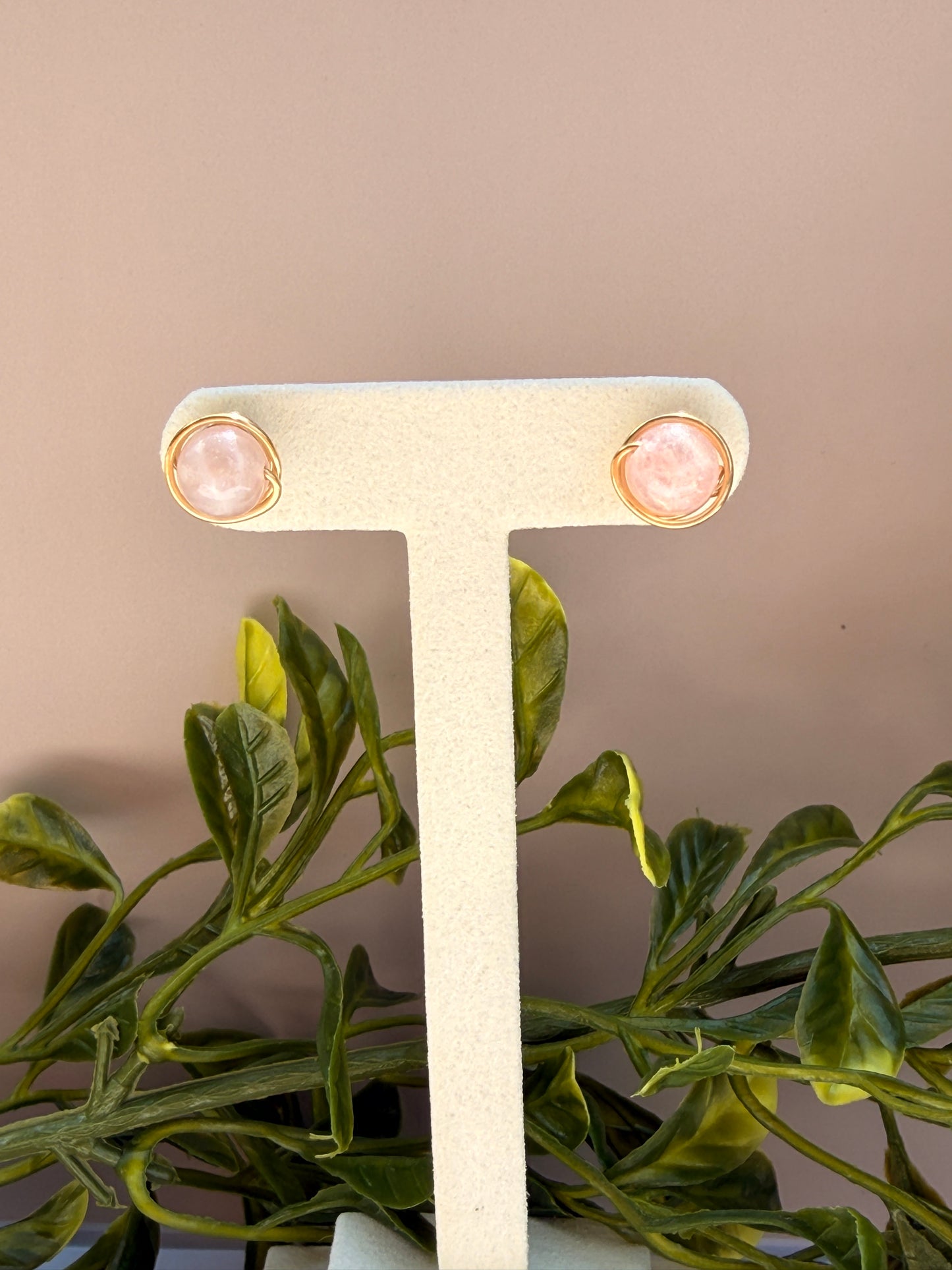 Rose Quartz Stud Earrings