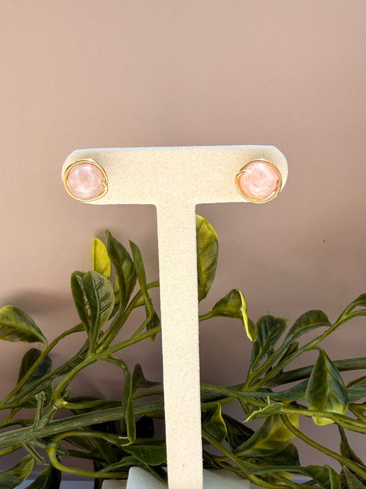 Rose Quartz Stud Earrings