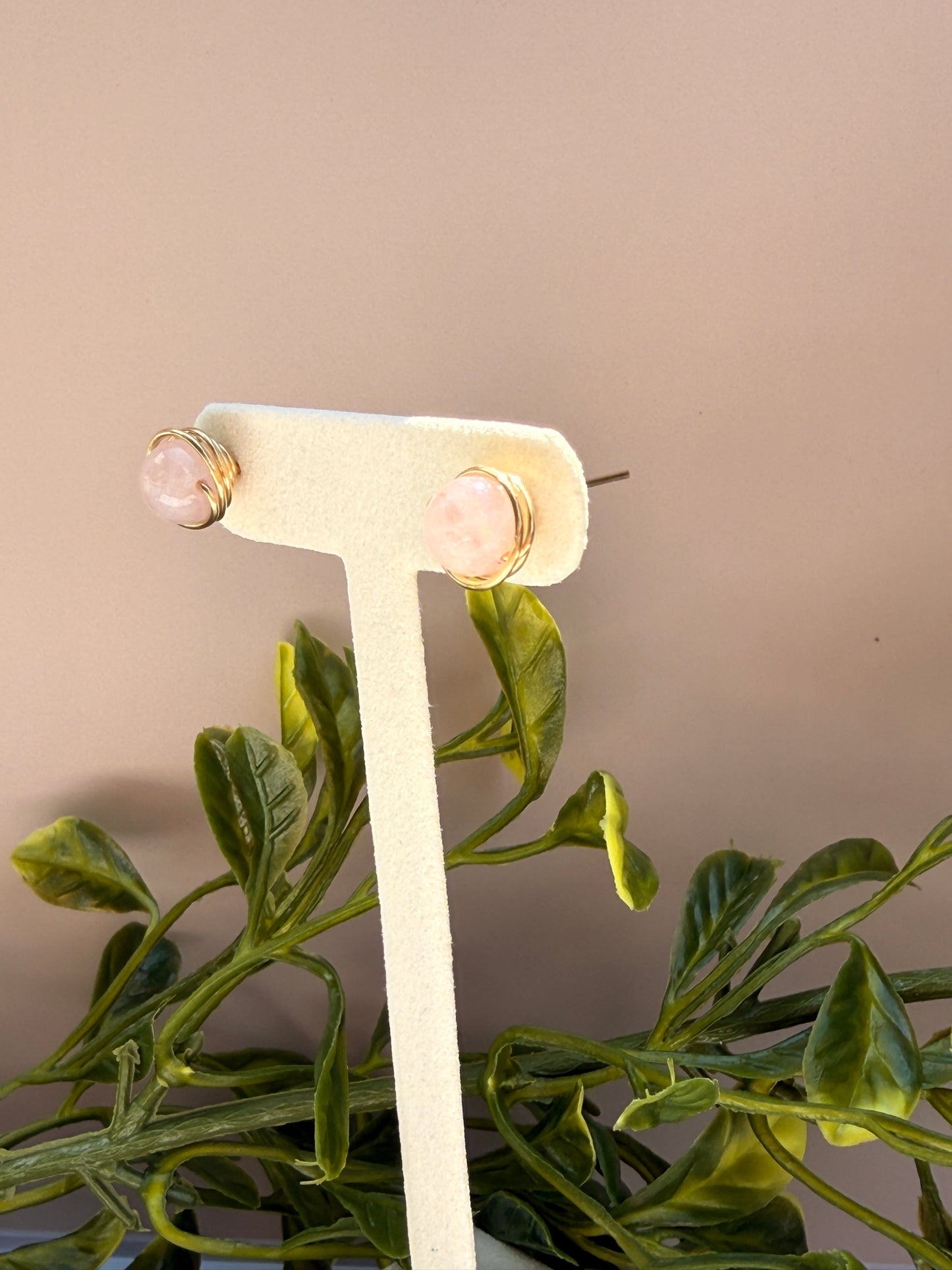 Rose Quartz Stud Earrings