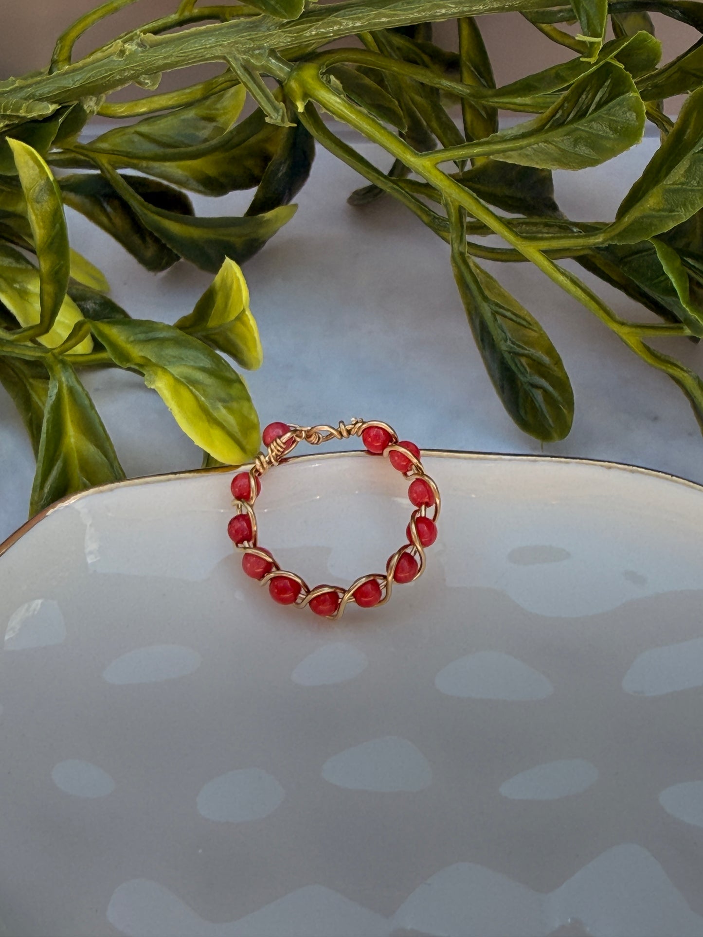 Coral Braid Ring